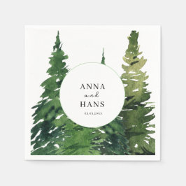 Servilleta De Papel Boda festivo de árbol de navidad acuarela