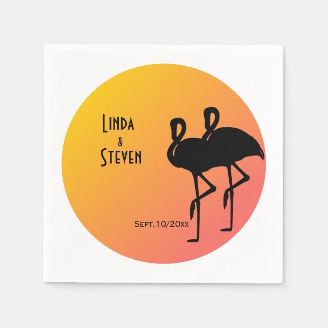 Servilleta De Papel Boda Flamingo Sunset (Anverso)
