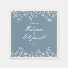 Servilleta De Papel Boda Flor Silvestre Azul Polvoriento