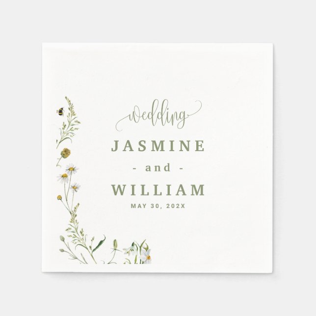 Servilleta De Papel Boda Floral (Anverso)