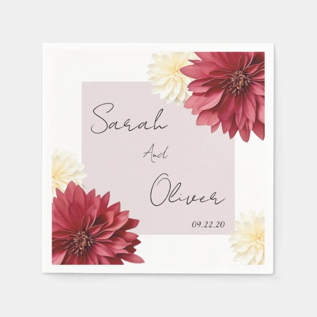 Servilleta De Papel Boda Floral (Anverso)