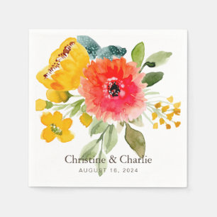 Servilleta De Papel Boda floral acuarela de primavera