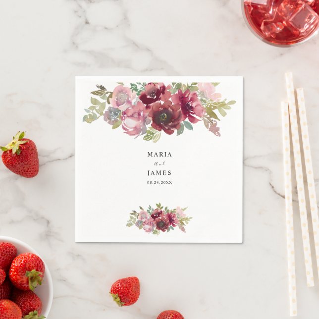 Servilleta De Papel Boda floral acuarela de verano (In situ)