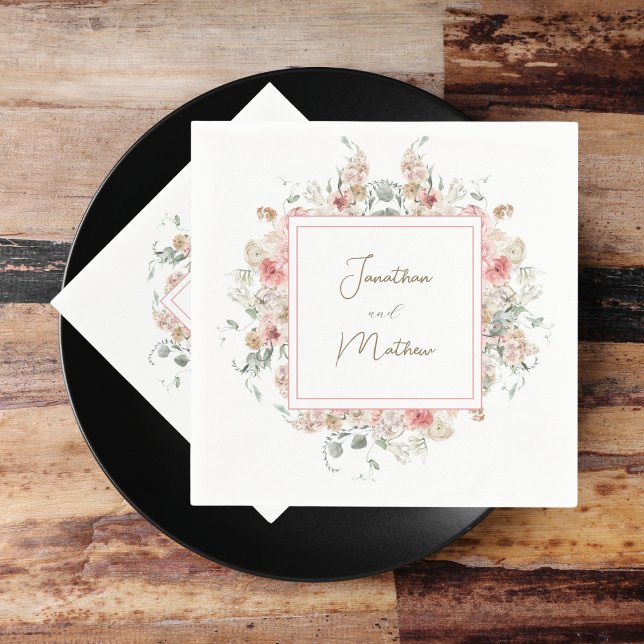 Servilleta De Papel Boda floral acuarela de verano (Summer Garden Watercolour Floral Wedding Napkins
)