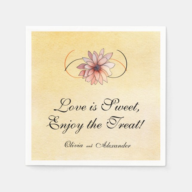 Servilleta De Papel Boda Floral Acuarela Otoño Terracota Amarillo (Anverso)