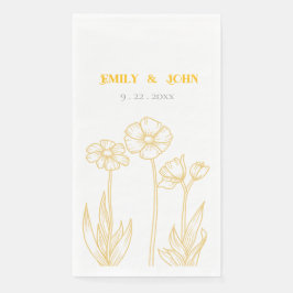 Servilleta De Papel Boda floral amarillo y blanco