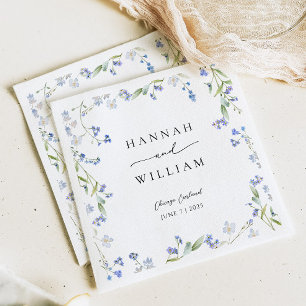 Servilleta De Papel Boda Floral Azul