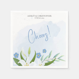 Servilleta De Papel Boda floral azul acuático moderno