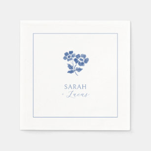 Servilleta De Papel Boda floral azul Blanco
