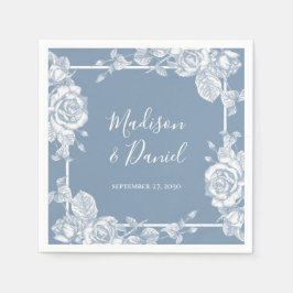 Servilleta De Papel Boda Floral Azul Dusty