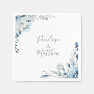 Servilleta De Papel Boda Floral Azul Dusty