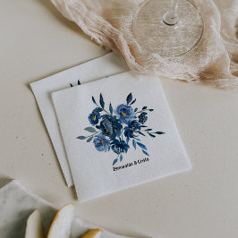 Servilleta De Papel Boda floral azul moderno Napkin