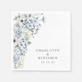 Servilleta De Papel Boda Floral Azul Napkin