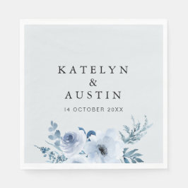 Servilleta De Papel boda floral azul polvoriento