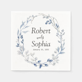Servilleta De Papel Boda floral azul polvoriento