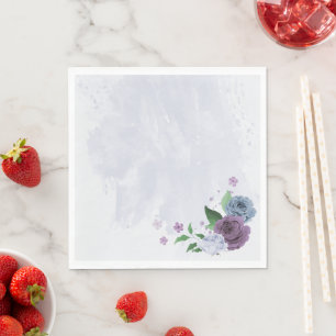 Servilleta De Papel Boda floral azul polvoriento púrpura