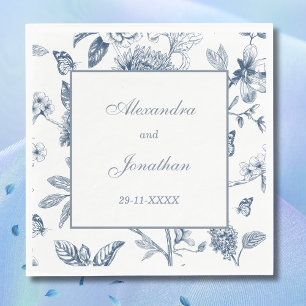 Servilleta De Papel Boda floral azul vintage