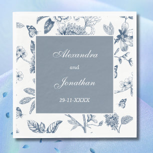 Servilleta De Papel Boda floral azul vintage