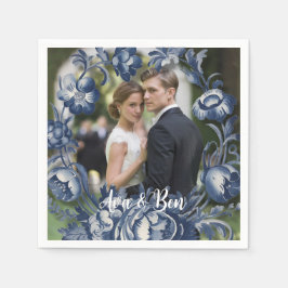 Servilleta De Papel Boda Floral Azul Vintage de Toile French