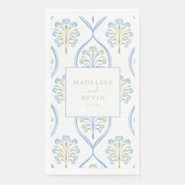 Servilleta De Papel Boda floral azul y verde a medida