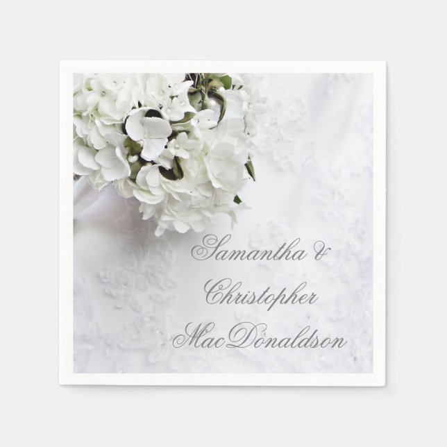 Servilleta De Papel Boda floral blanca (Anverso)