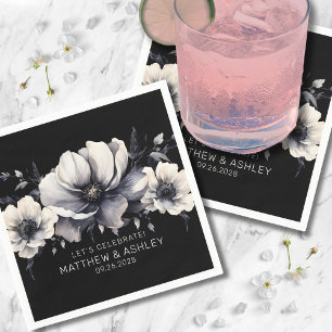 Servilleta De Papel Boda floral blanca moderna elegante