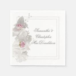 Servilleta De Papel Boda floral blanco