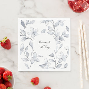Servilleta De Papel Boda floral blanco plateado de moda