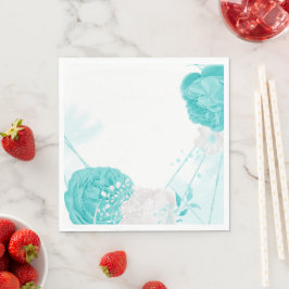 Servilleta De Papel boda floral blanco turquesa