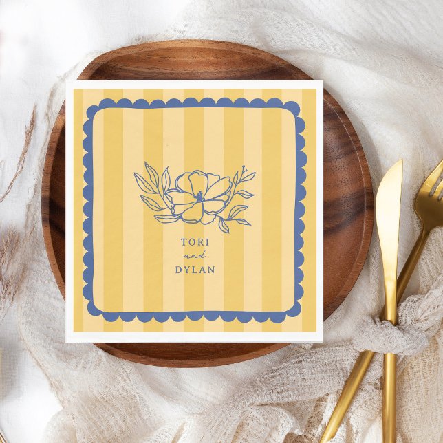 Servilleta De Papel Boda Floral Blue Botanpe Stripe (Subido por el creador)