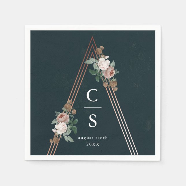 Servilleta De Papel Boda floral boho (Anverso)