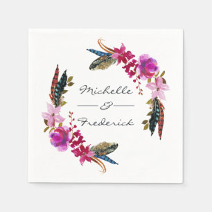 Servilleta De Papel Boda floral boho chic acuarela