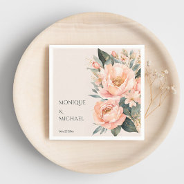 Servilleta De Papel Boda floral boho peach earthy impreso