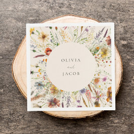 Servilleta De Papel Boda floral Boho Wildflower minimalista