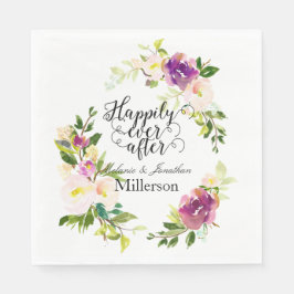 Servilleta De Papel Boda floral borgoña con acuarela rosa