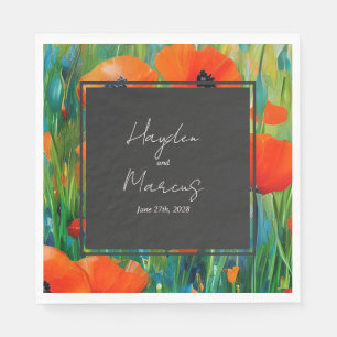 Servilleta De Papel Boda floral botánica de amapola