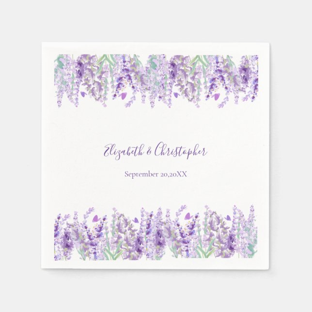 Servilleta De Papel Boda floral botánica de lavanda (Anverso)