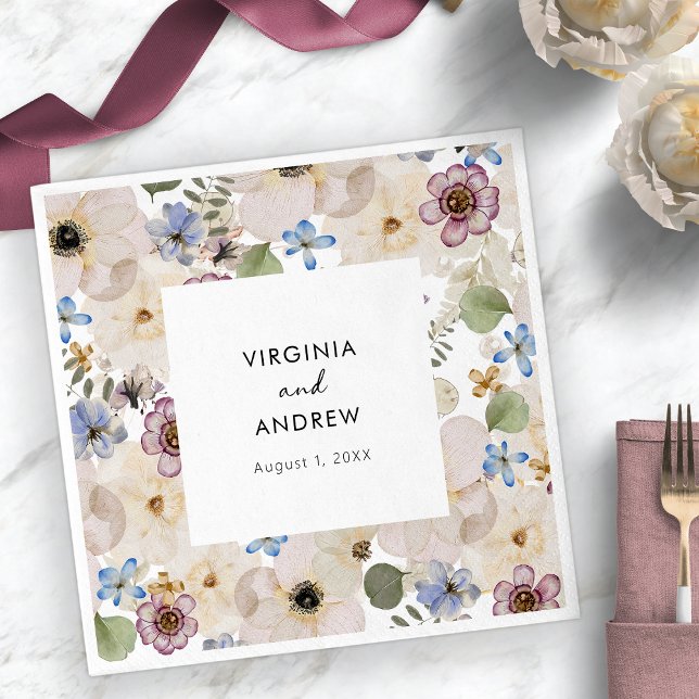 Servilleta De Papel Boda floral botánica moderna (Modern Botanical Floral Wedding Napkins by Painted Paperie
)