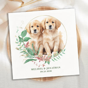 Servilleta De Papel Boda floral botánica moderna Golden Retriever