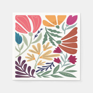 Servilleta De Papel Boda floral brillante retro colorido brillante abs