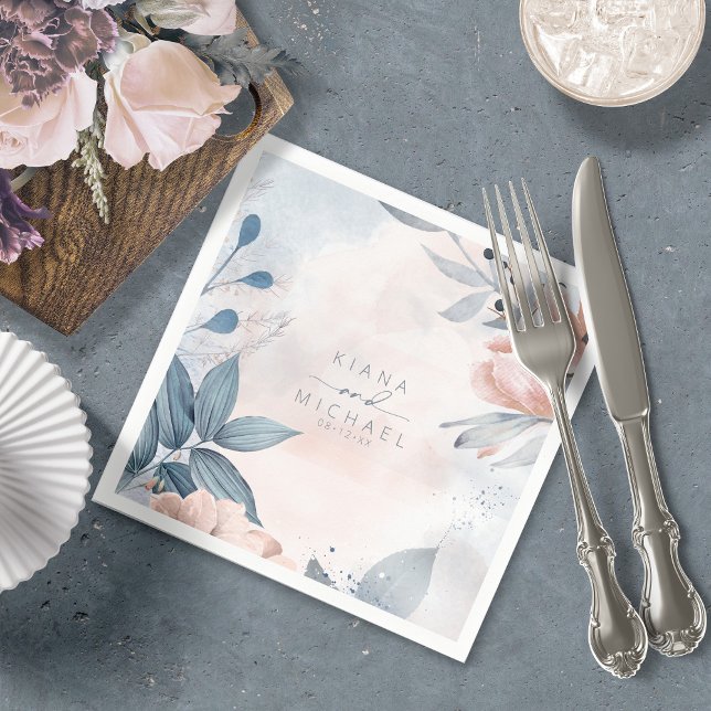 Servilleta De Papel Boda floral caligrafía Dusty Blue ID771 (Subido por el creador)