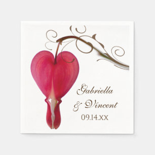 Servilleta De Papel Boda Floral Cardíaco Sangrado Rojo