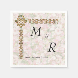Servilleta De Papel Boda floral con grifo dorado