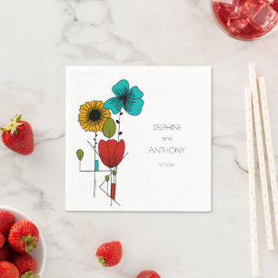 Servilleta De Papel Boda floral contemporáneo Art Noveau