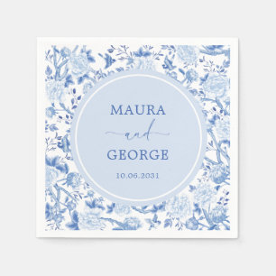 Servilleta De Papel Boda Floral Costero Chinoiserie Blue White