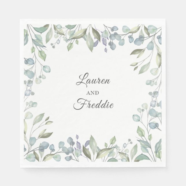 Servilleta De Papel Boda floral de acuarela de Lilac (Anverso)