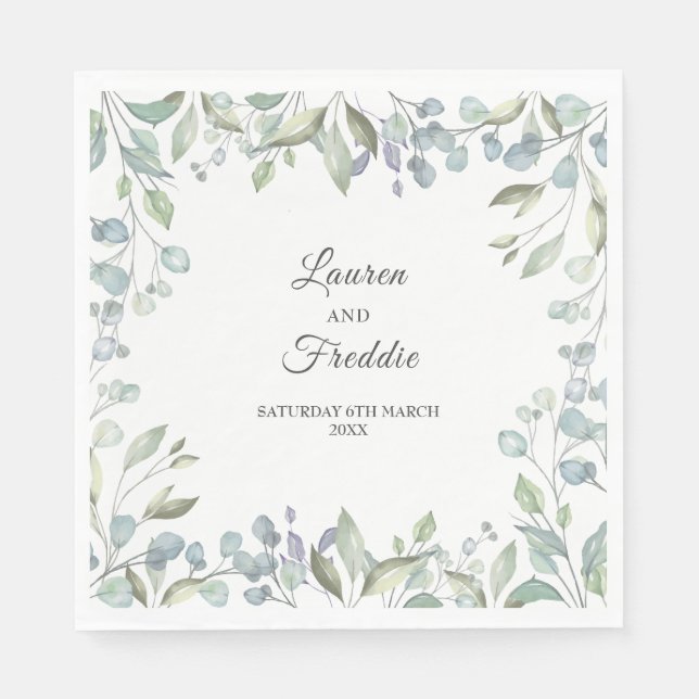 Servilleta De Papel Boda floral de acuarela de Lilac (Anverso)