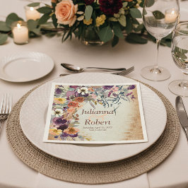 Servilleta De Papel Boda floral de acuarela mixta de otoño