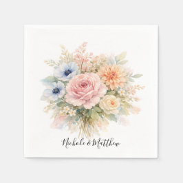 Servilleta De Papel Boda floral de acuarela suave