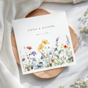 Servilleta De Papel Boda Floral de acuarela vibrante